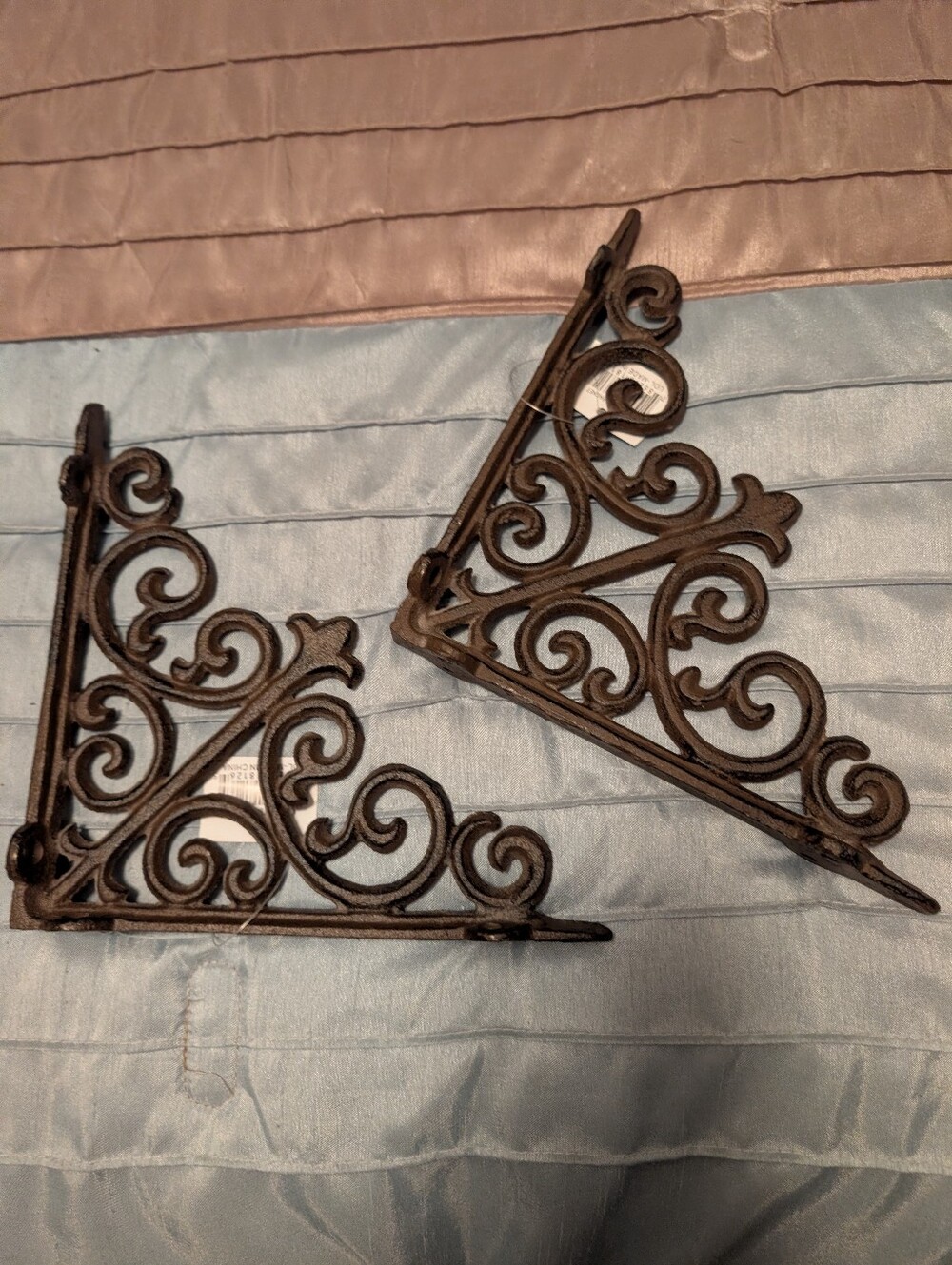 Set Of 2 Heavy Duty Cast Iron ~ Antique Bronze ~ Corner Brackets Shelf Brace